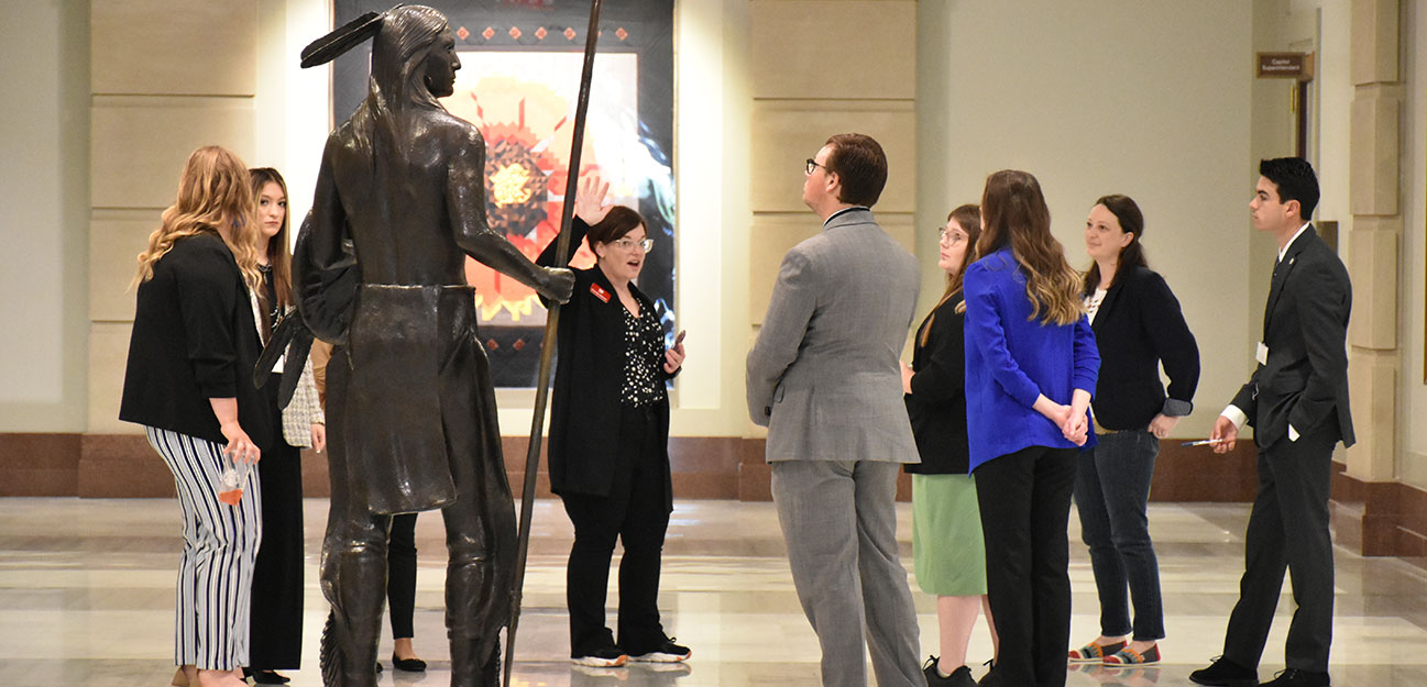 Docents leading a tour at the Oklahoma State Capitol